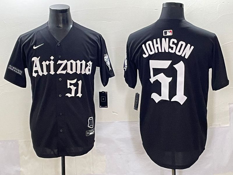 Men 2025 Arizona Diamondback #51 Johnson Black Five generations Joint Name Nike MLB Jersey style 14->arizona diamondback->MLB Jersey